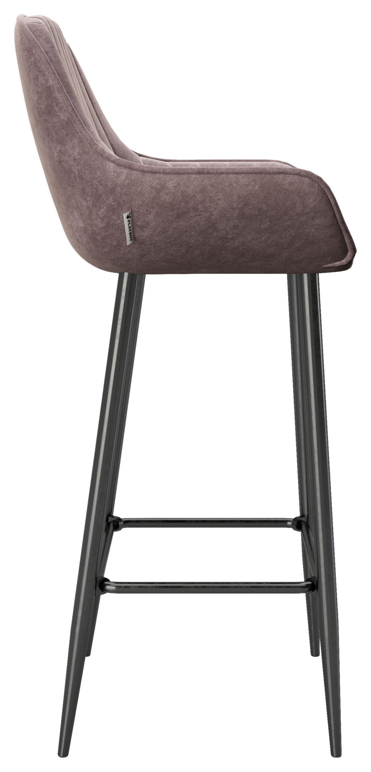 PLAYBOY Barhocker Marilyn 2er-Set Samt Rosa/Schwarz - Schwarz/Rosa, MODERN, Textil/Metall (49/100/46cm) - Playboy