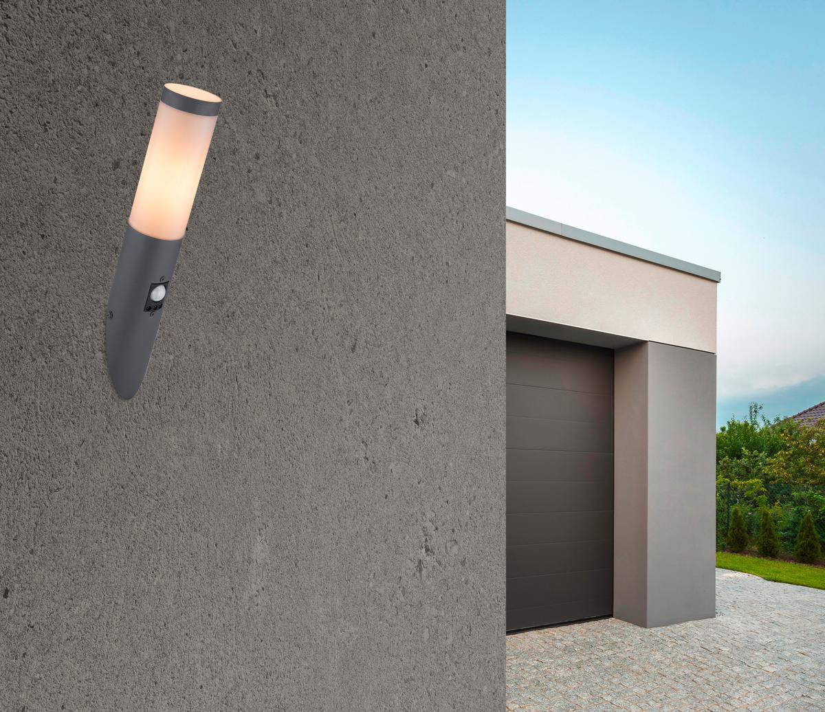 Außenleuchte Boston in Anthrazit max. 60Watt - Anthrazit/Opal, Basics, Kunststoff/Metall (7,6/41cm) - Globo