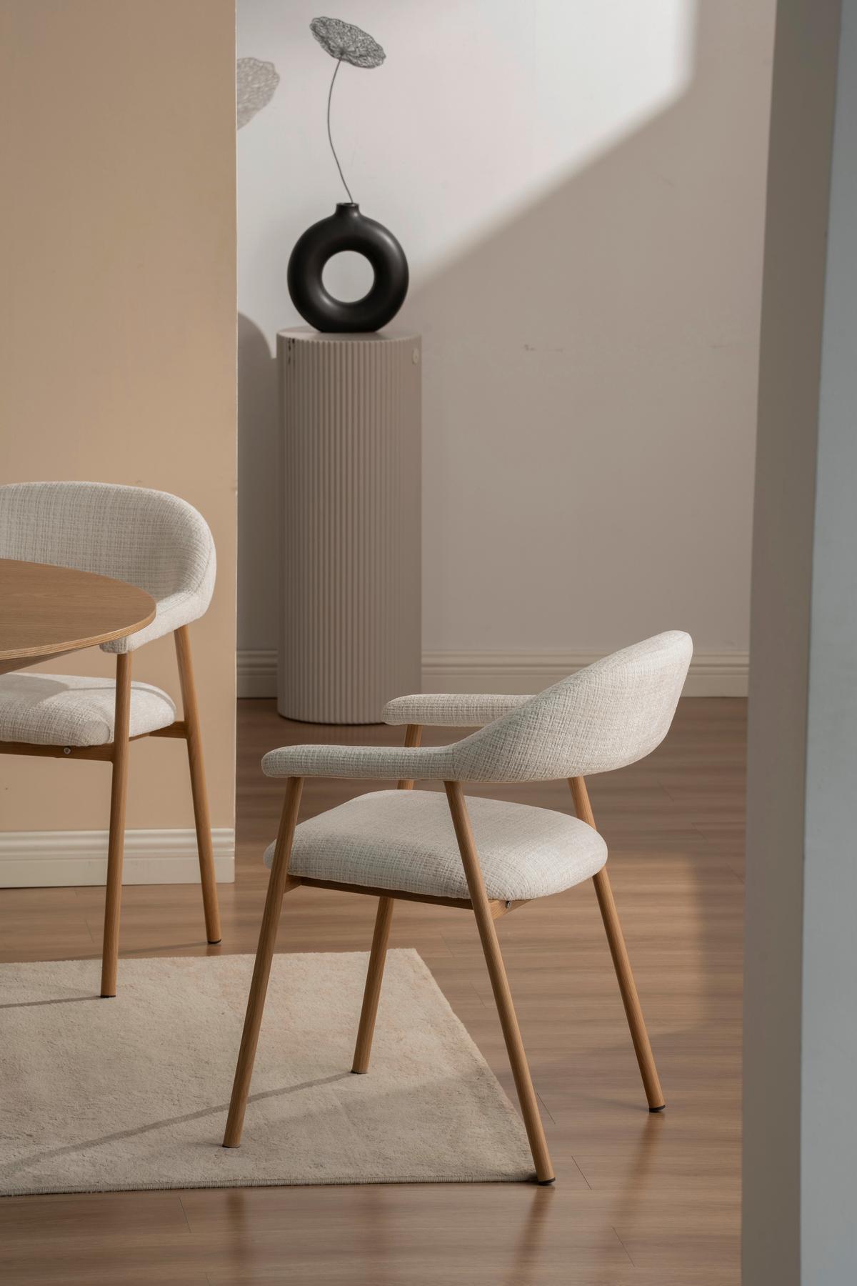 Armlehnstuhl Silke Eichefarben/Beige - Eichefarben/Beige, MODERN, Holz/Textil (57/78/60cm) - Mömax