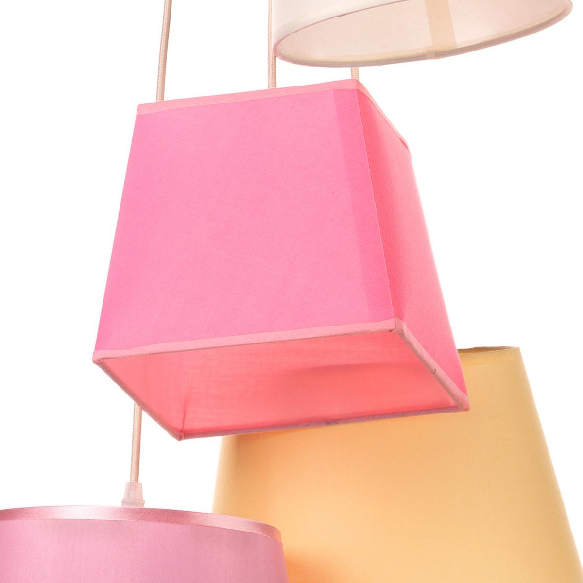 Hängeleuchte Ninetta Gelb/Weiß/Pink max. 22 Watt - Pink/Gelb, Trend, Textil/Metall (55/100cm)