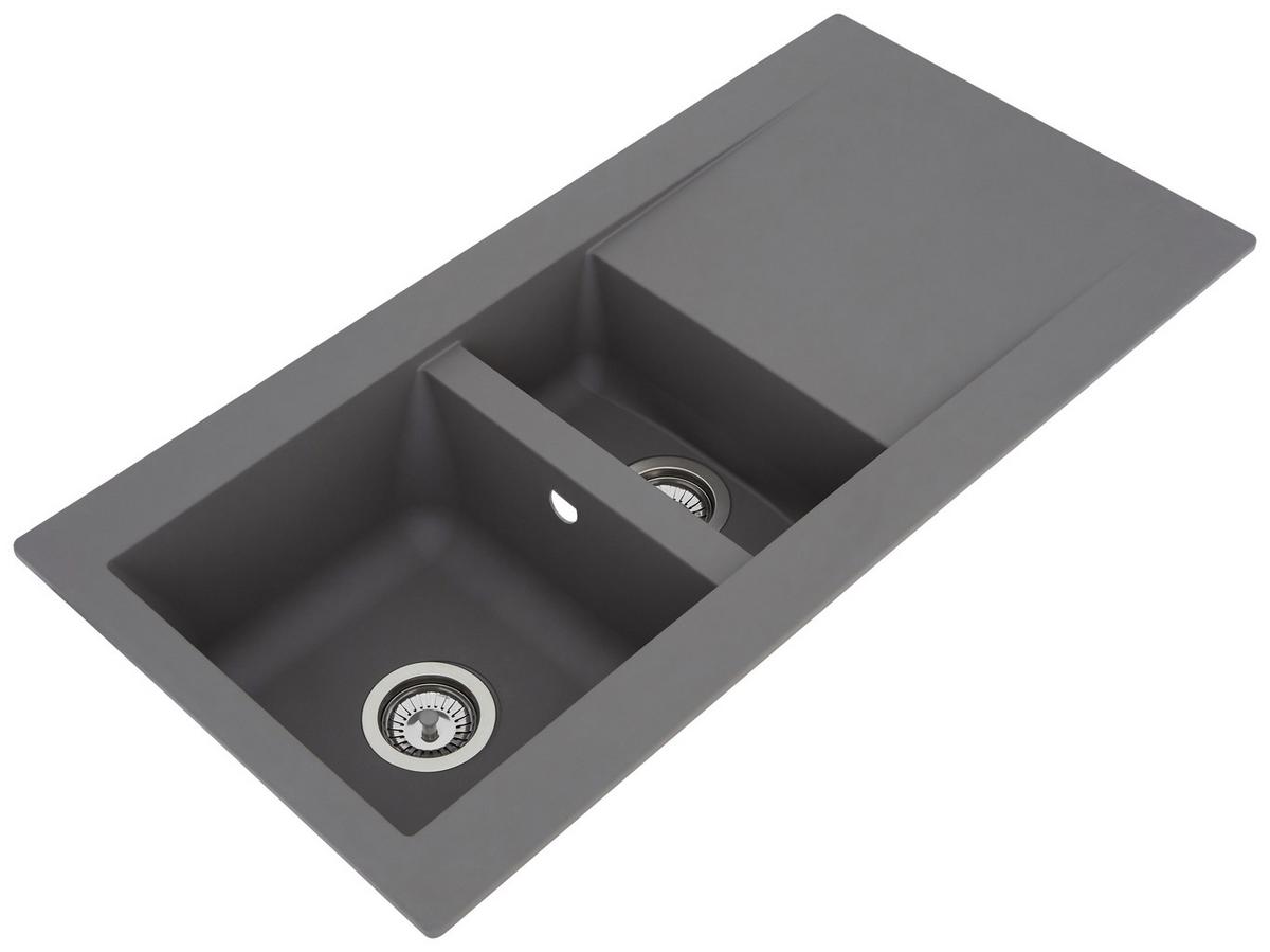 Einbauspüle Denver ca. 100x20x50 cm Grau - Grau, Trend, Glas/Kunststoff (100/20/50cm) - Respekta