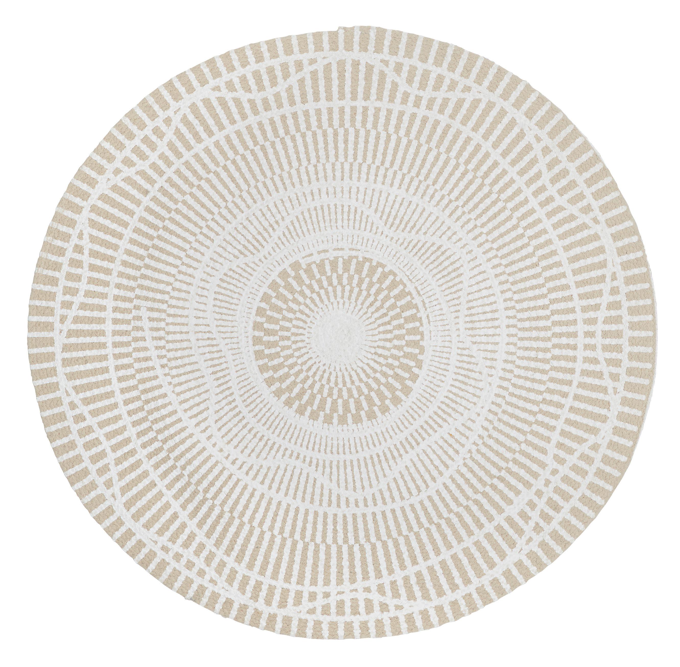 Flachwebteppich Miami in Natur/Hellbraun Ø ca. 100cm - Hellbraun/Naturfarben, MODERN, Textil (100cm) - Modern Living