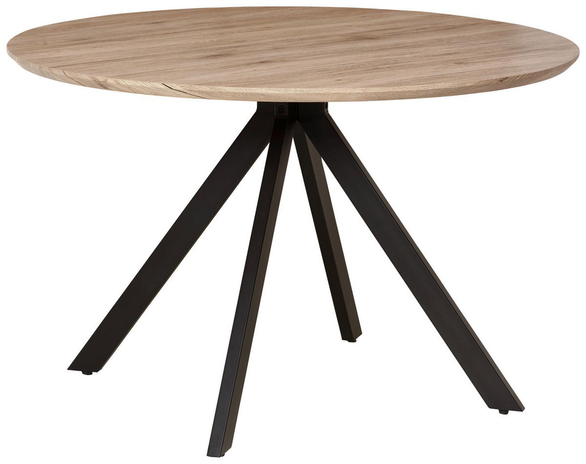 Jedilna Miza Leeds, Ø 120cm - črna/naravne barve, Trendi, kovina/leseni material (120/120/76cm) - Livetastic