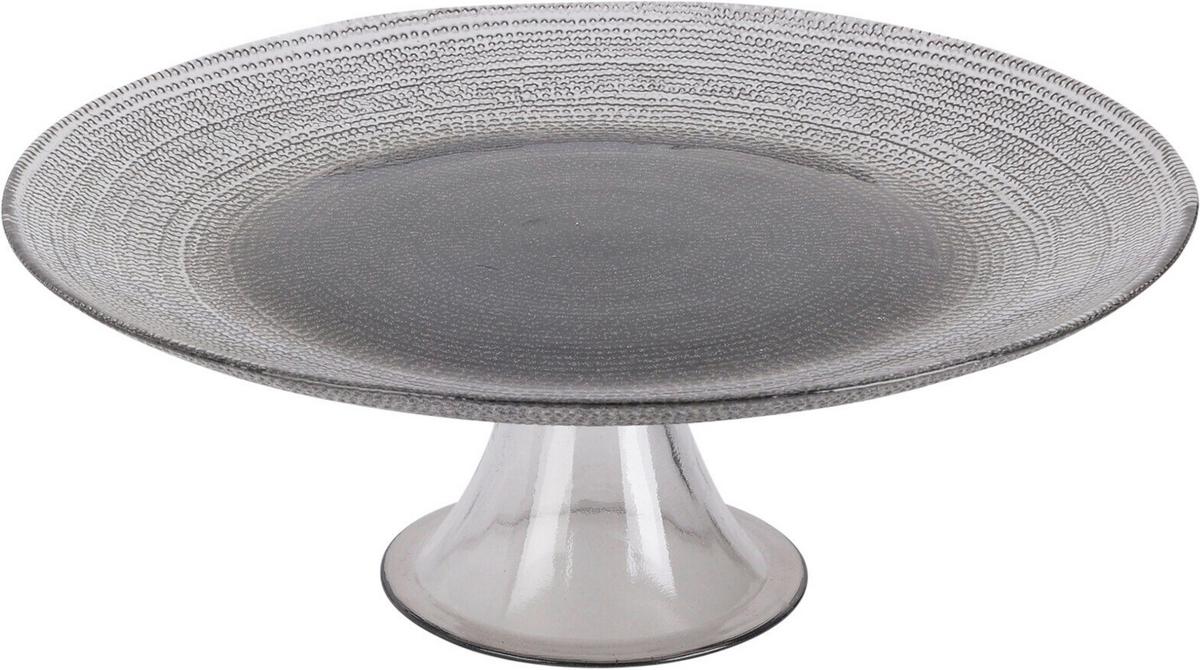 Platou cu picior pentru tort Black - negru/transparent, sticlă (28/12cm)