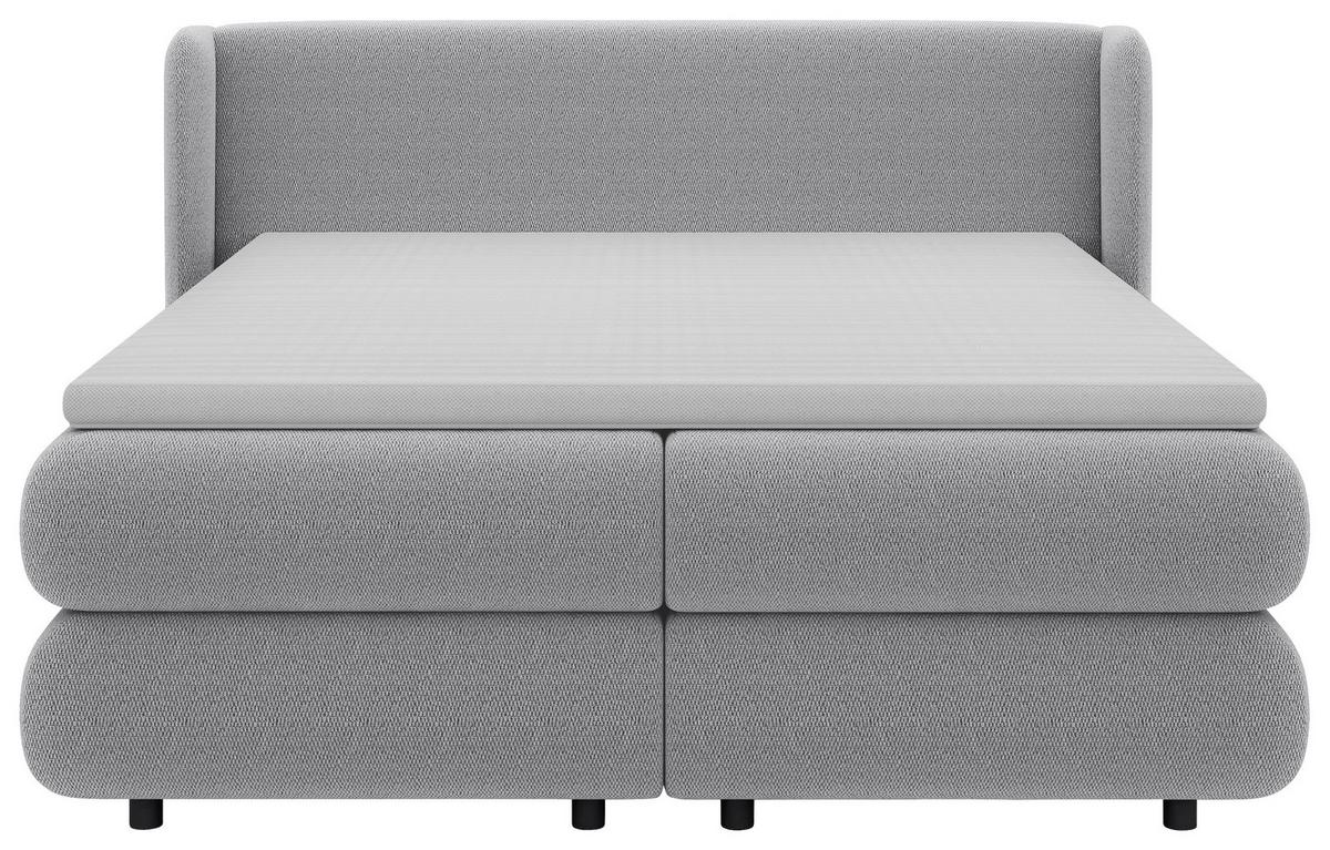Boxspring Krevet Elodie - srebrne boje/crna, Konvencionalno, tekstil/plastika (180/200cm) - Premium Living