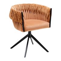 Drehstuhl Twisty in Samt/Chenille Cognacfarben - Cognac/Goldfarben, MODERN, Textil/Metall (65/76/60cm) - Premium Living
