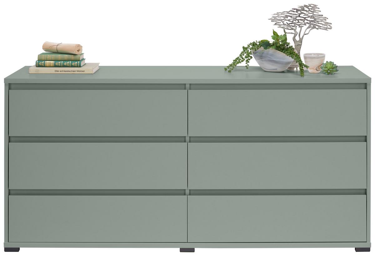 KOMODA SZEROKA LINE - antracytowy/szarozielony, Design, materiał drewnopochodny/tworzywo sztuczne (160,1/78,9/48cm) - Carryhome