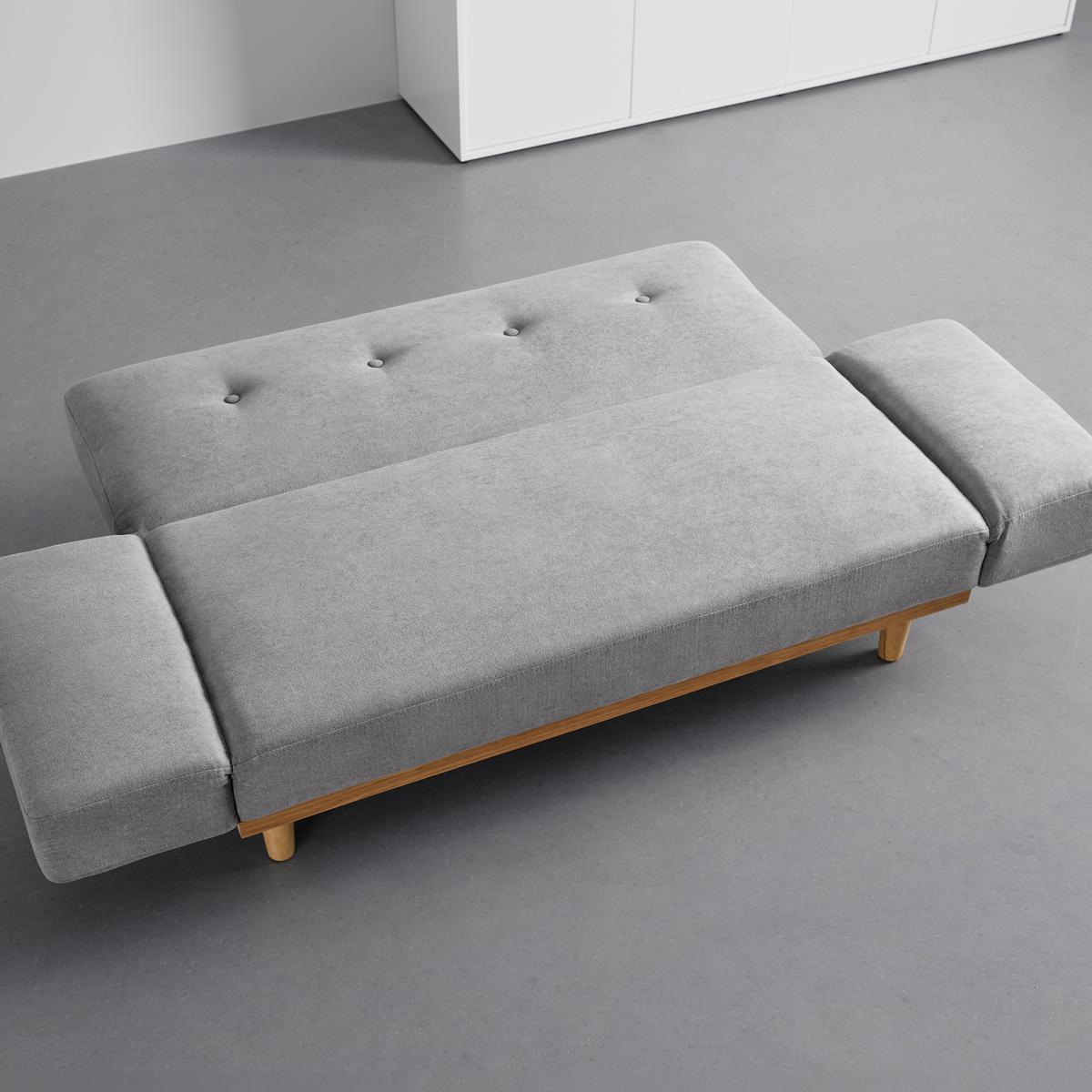 Schlafsofa Felicia Hellgrau Webstoff - Hellgrau/Naturfarben, MODERN, Holz/Textil (169/71/79cm) - Bessagi Home