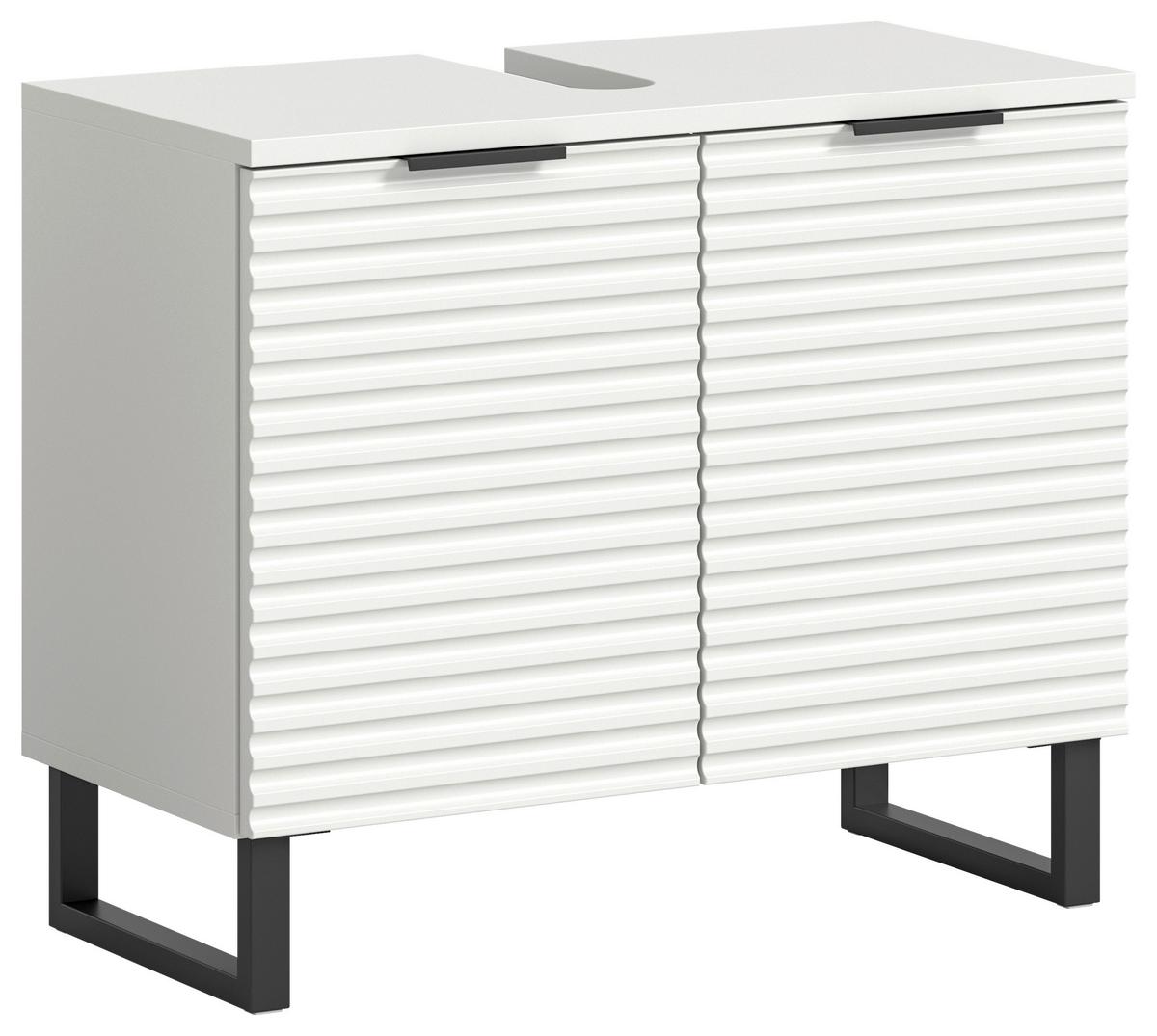 Waschbeckenunterschrank ca. 70x59 cm Weiß/Schwarz - Schwarz/Weiß, MODERN, Holzwerkstoff/Metall (70/59/34cm) - MID.YOU