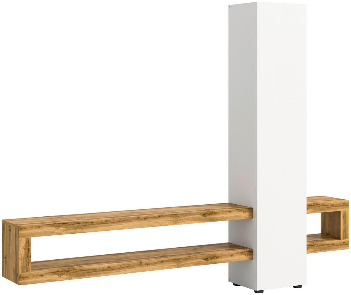 Dnevni Regal Samba, Bela, Barva Hrasta - hrast wotan/črna, Design, umetna masa/leseni material (240/190/35cm) - MID.YOU