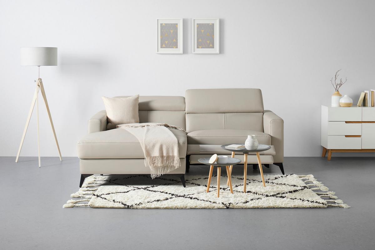 Sarokkanapé Bari - bézs, Konventionell, bőr/textil (102-163/75-95/214cm) - Mömax