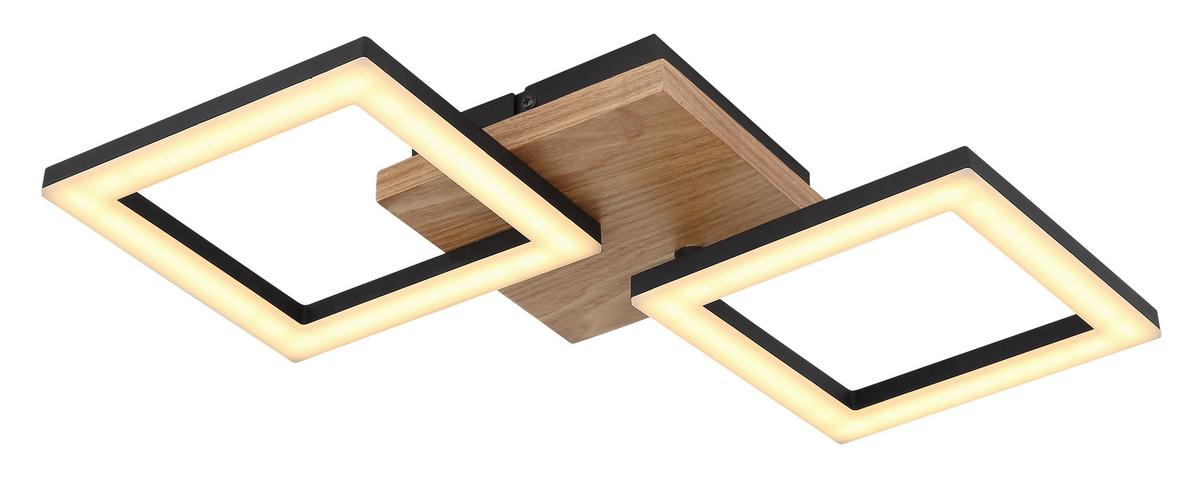 LED-Deckenleuchte Kerry max. 18 Watt - Dunkelbraun/Opal, Design, Holz/Kunststoff (46/22,5/7cm) - Globo