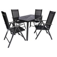 Gartengarnitur 5-tlg. Schwarz - Schwarz, Basics, Metall - Gardenson