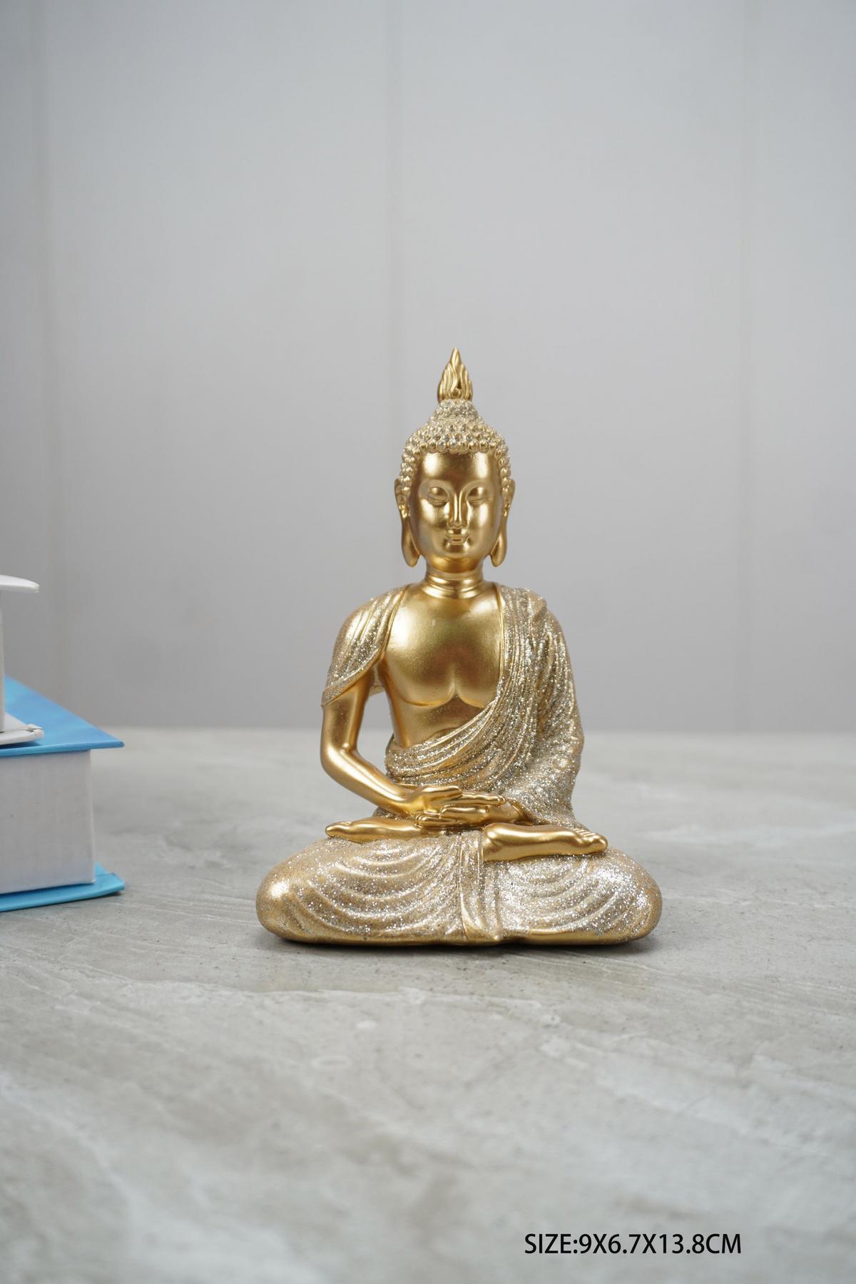 Dekor Buddha Kiran - aranyszínű, műanyag (9/6,9/14cm)