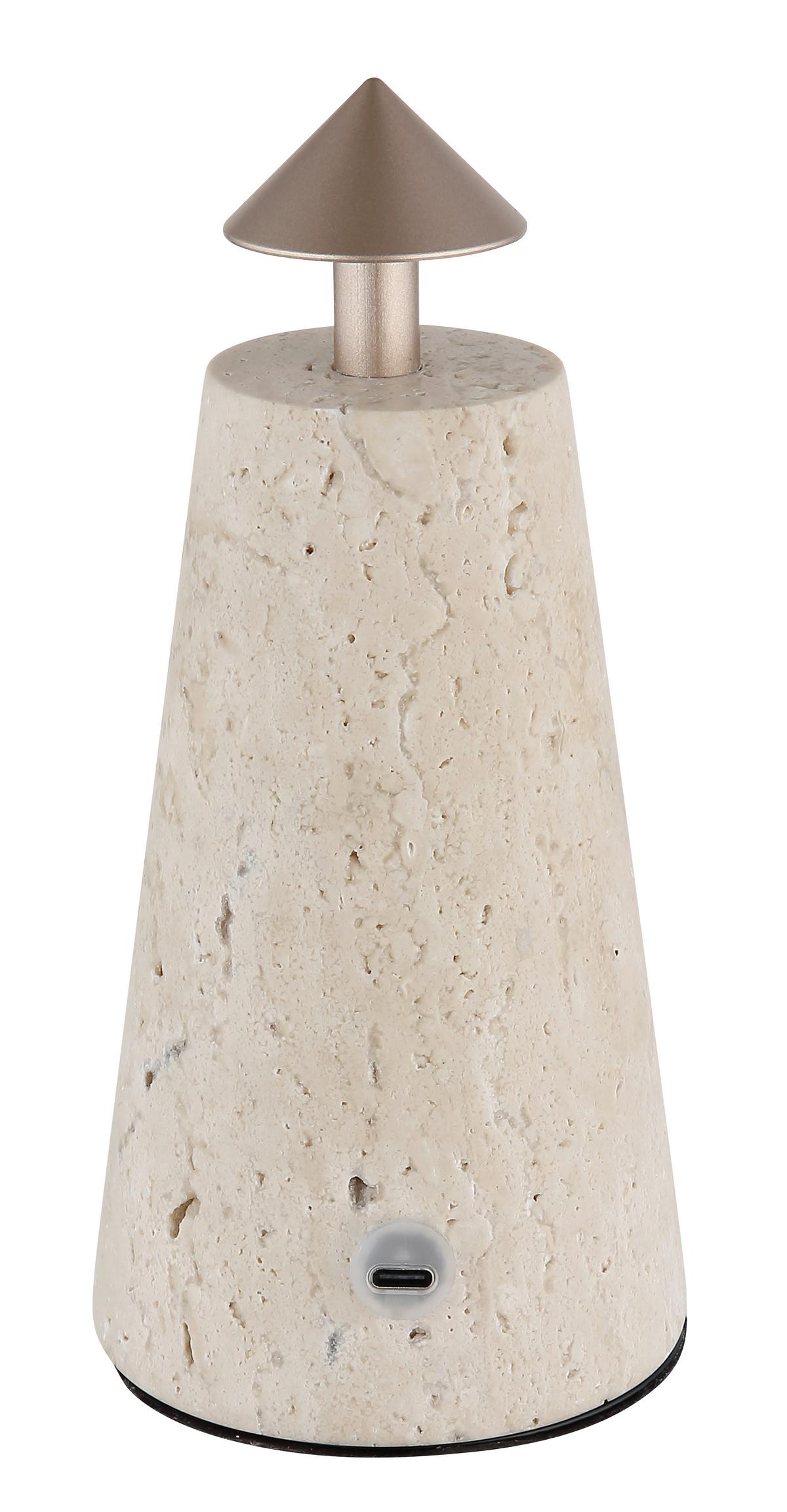 AKKU-TISCHLEUCHTE 21037C LIVA - Weiss/Schwarz, Design, Kunststoff/Stein (9/19cm) - Globo