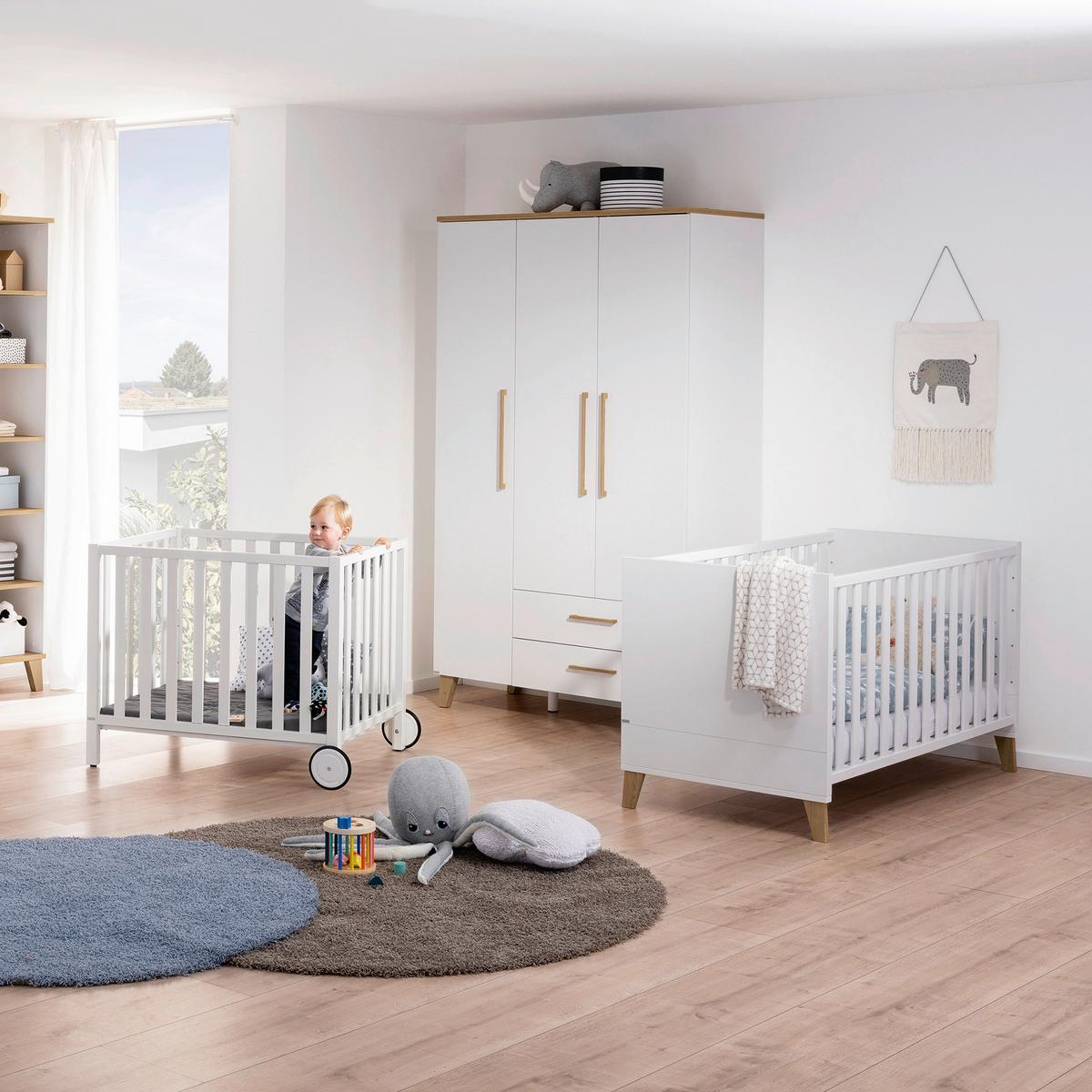 ŁÓŻKO SZCZEBELKOWE 1359004 OSCAR - kolor dębowy/biały, Basics, materiał drewnopochodny (145,4/76,2/83,3cm) - Paidi