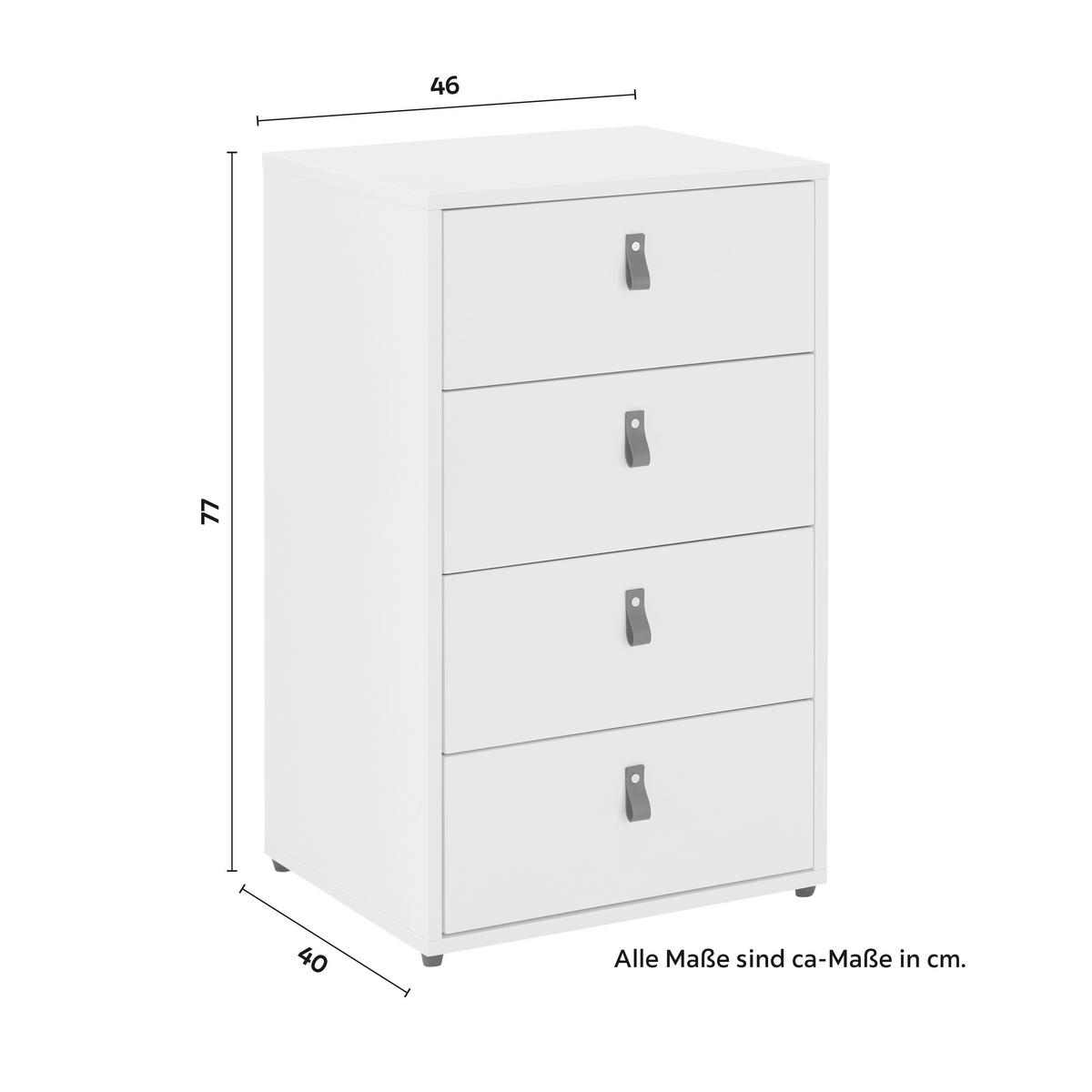 Kommode Mick Weiß MDF - Schwarz/Weiß, MODERN, Holzwerkstoff/Kunststoff (46/77/40cm) - Bessagi Home