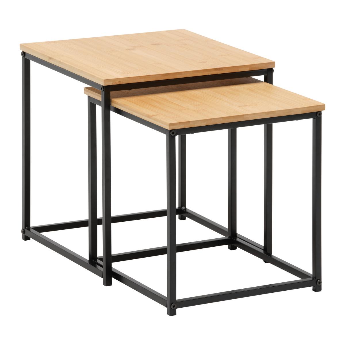 ZESTAW STOLIKÓW BOCZNYCH KOKO -EXKLUSIV- - kolor naturalny/czarny, Lifestyle, materiały naturalne/metal (34/38/36/40/34/38cm) - Mömax