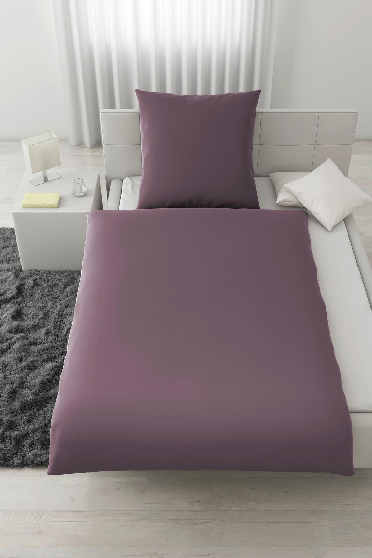 Bettwäsche Bio-Sophia Uni Lila ca. 135x200cm - Lila, Natur, Textil (135/200cm) - ecoTree