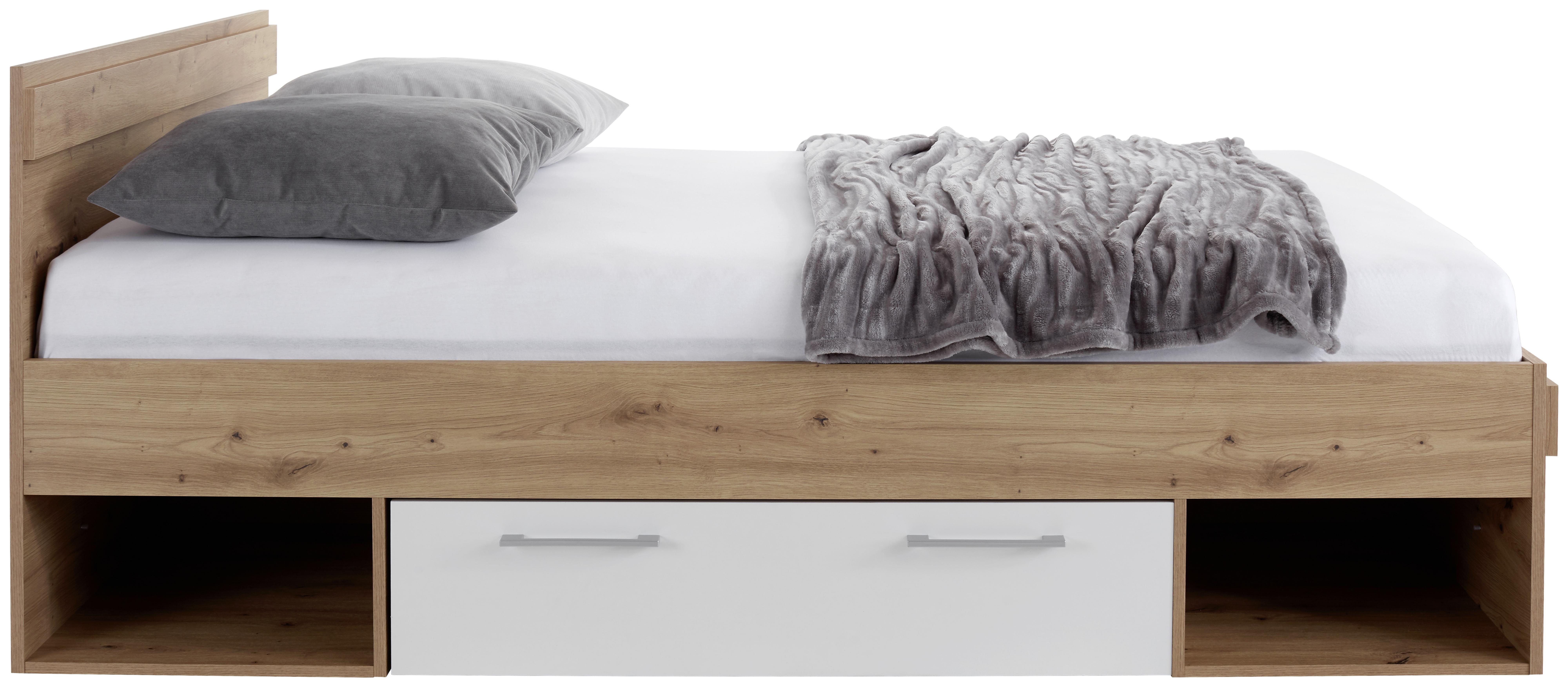 Krevet Box 140 - boja hrasta/bela, Moderno, pločasti materijal (140/200cm) - Mömax