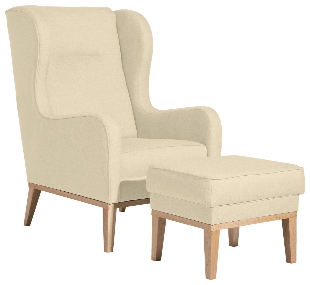 HOCKER ANGELO - Beige/Naturfarben, KONVENTIONELL, Holz/Textil (50/41/41cm) - Max Winzer