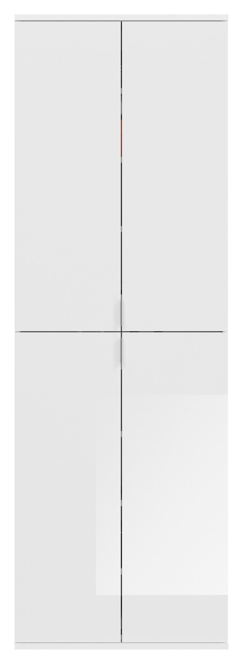 Mehrzweckschrank in Weiß - Chromfarben/Weiß hochglanz, MODERN, Holzwerkstoff/Metall (61/199/34cm) - Based