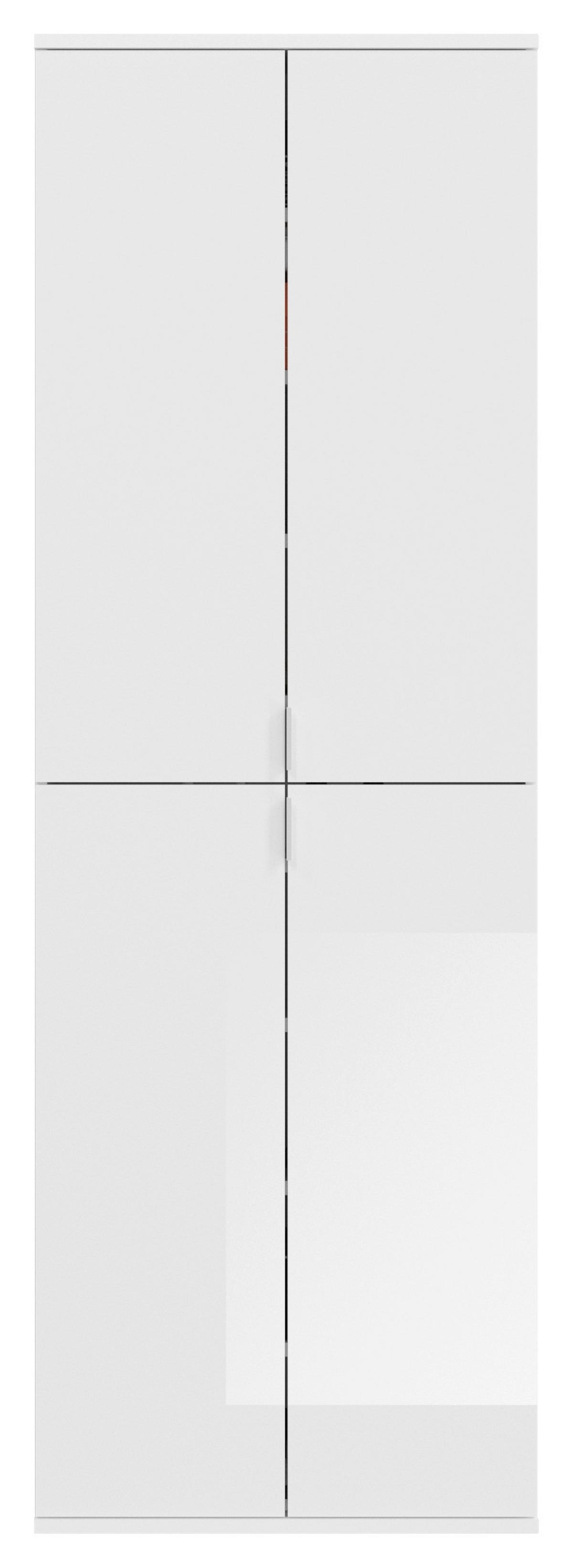 Mehrzweckschrank in Weiß - Weiss Hochglanz/Chromfarben, Modern, Holzwerkstoff/Metall (61/199/34cm) - Based