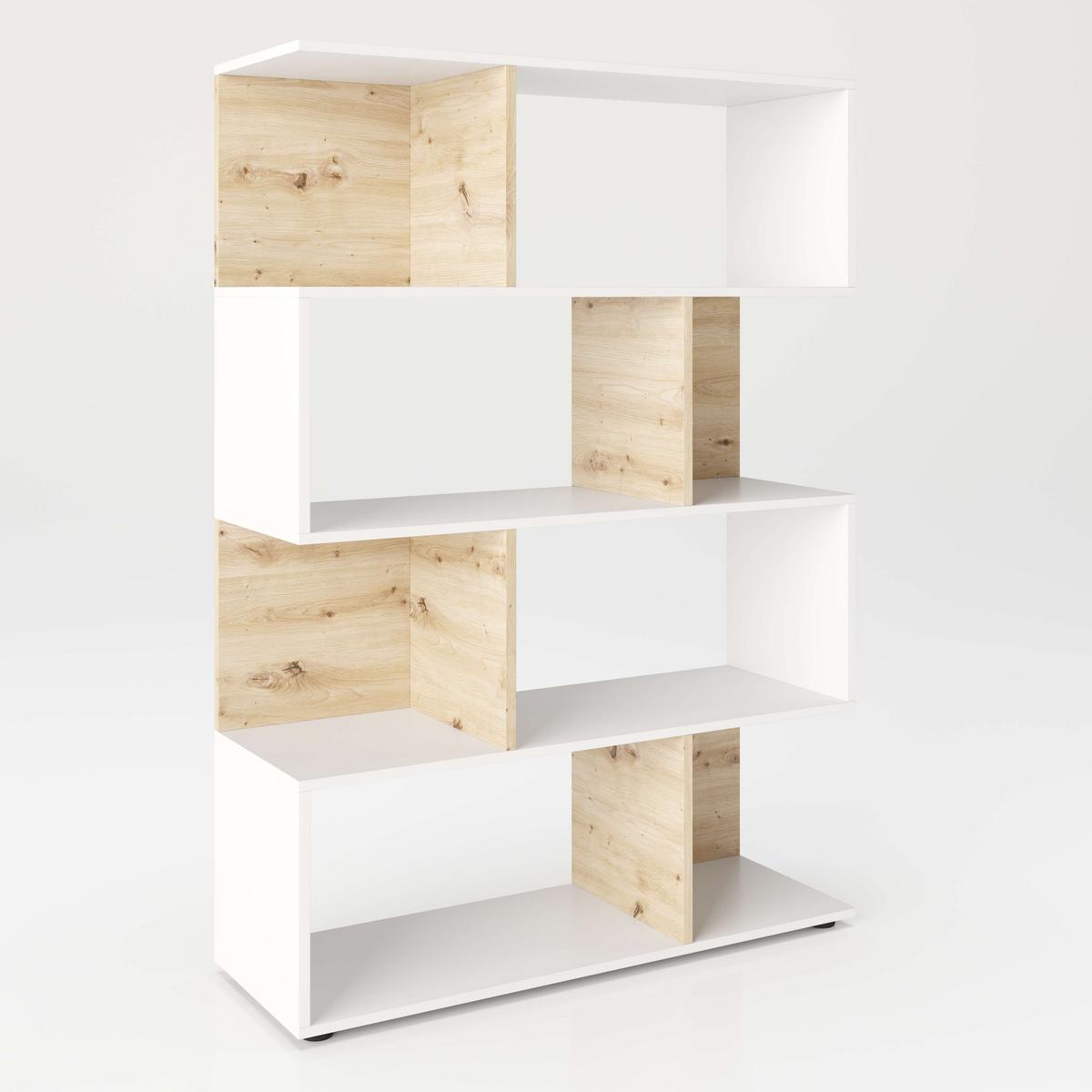 Regal Shelfy 8 Fächer ca. 103x146 cm Weiß/Eiche - Weiß/Eiche Artisan, MODERN, Holzwerkstoff (103/146/36cm) - MID.YOU
