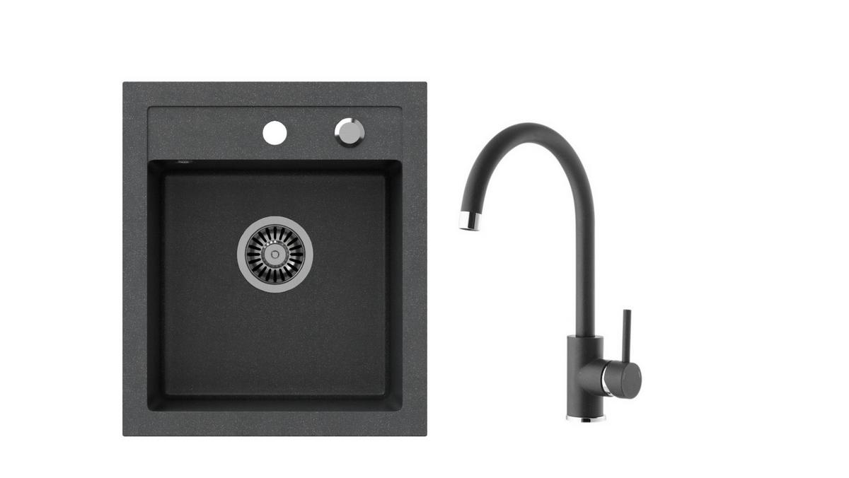 Set Sudopera I Slavine Parma - crna, Basics, kamen (43/50/19cm)