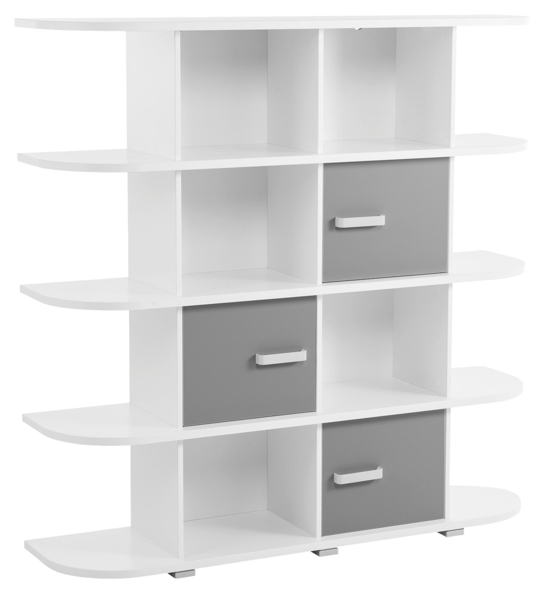 Regal in Grau/Weiss 'Yoris' - Weiß/Grau, Design, Holzwerkstoff/Kunststoff (141,6/141/38cm) - MID.YOU