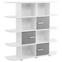 Regal in Grau/Weiss 'Yoris' - Weiss/Grau, Design, Holzwerkstoff/Kunststoff (141,6/141/38cm) - MID.YOU