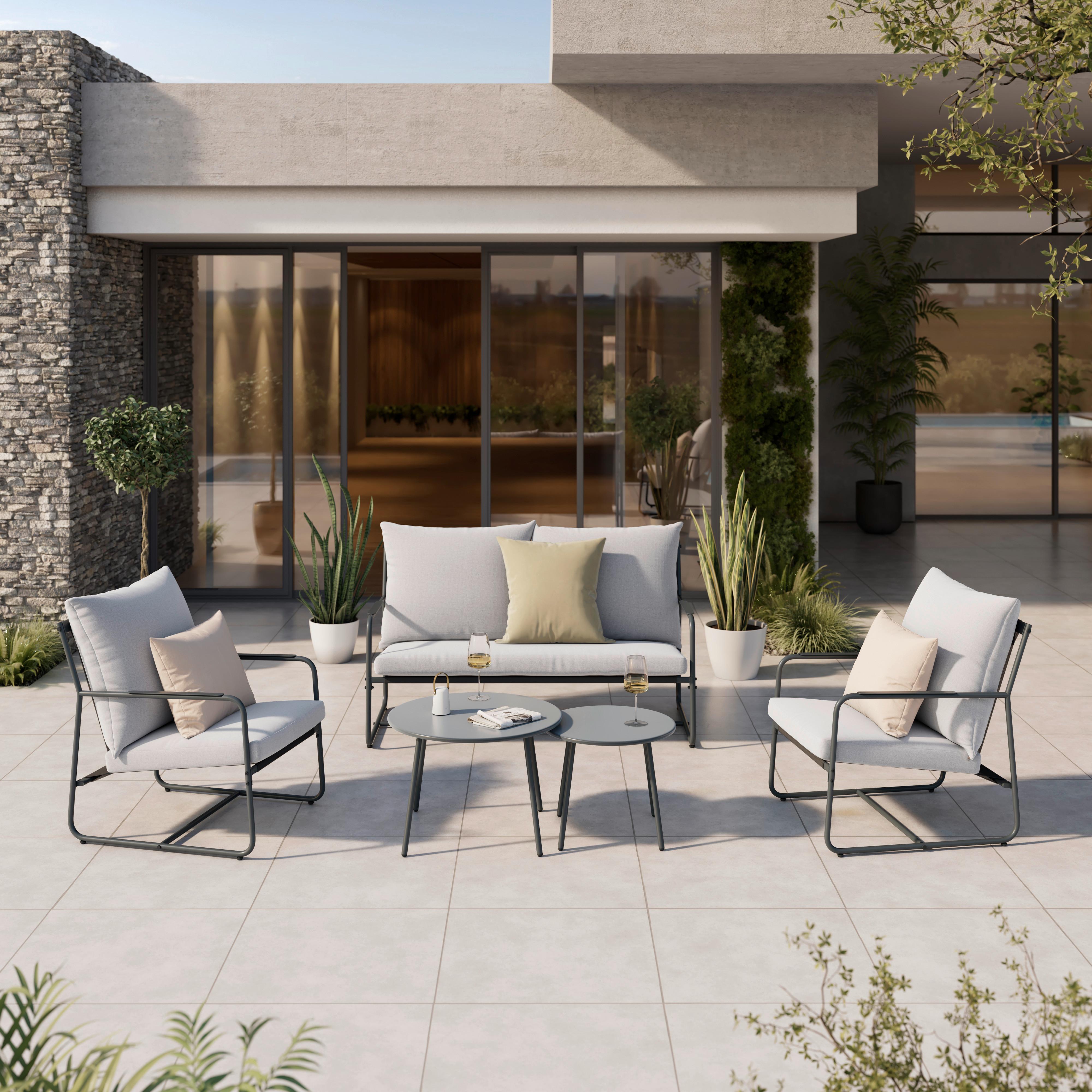 Vrtni Set Koni - temno siva/svetlo siva, Basics, kovina/tekstil