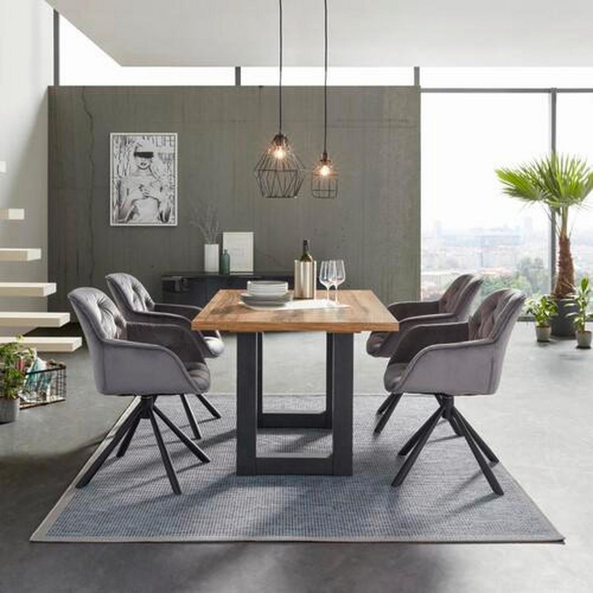 Esstisch in Schwarz/Eichefarben - Eichefarben/Schwarz, Modern, Holzwerkstoff (200/100/75cm) - Mömax