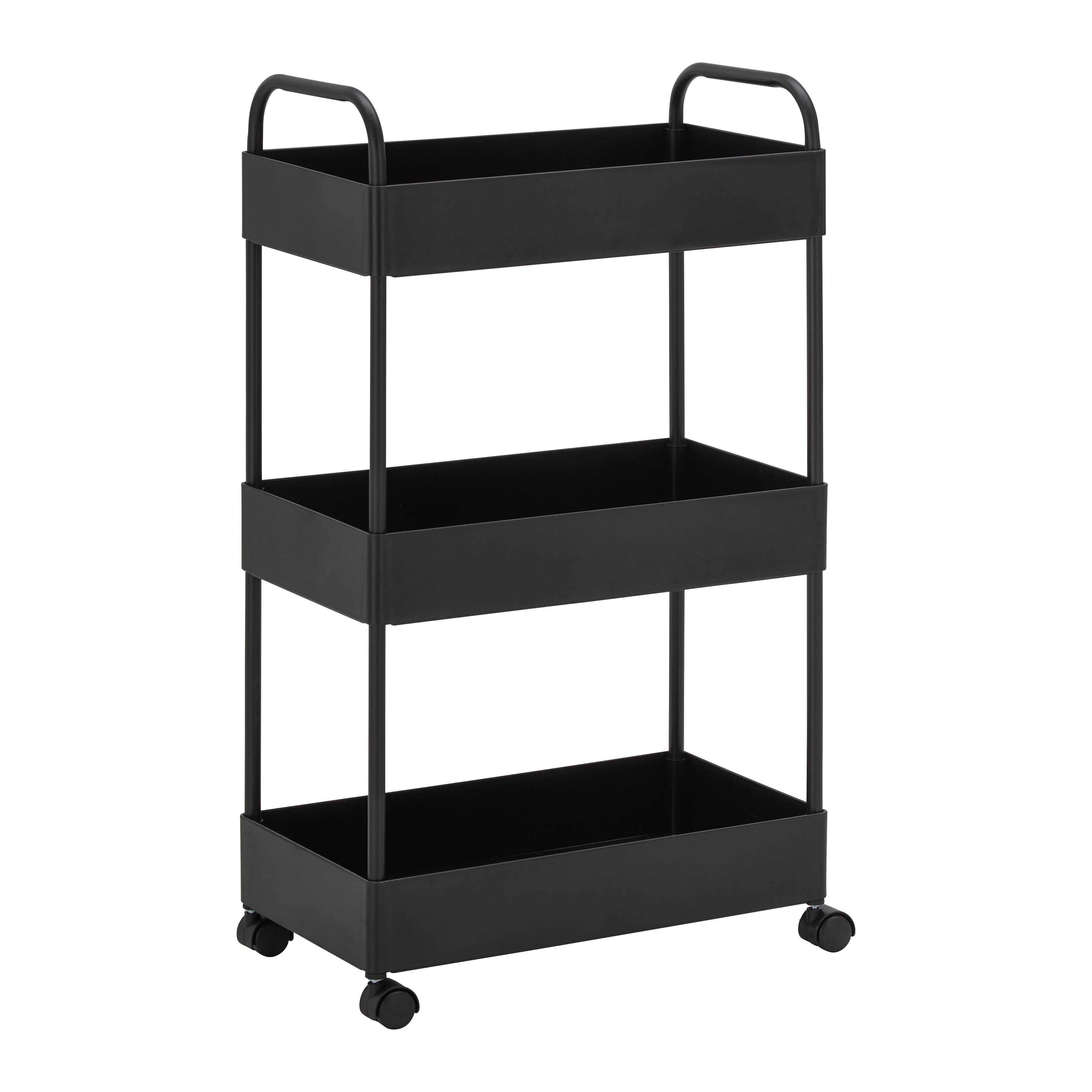 Rollwagen Sandro Schwarz Metall - Schwarz, MODERN, Kunststoff/Metall (40/72/22cm) - Bessagi Home
