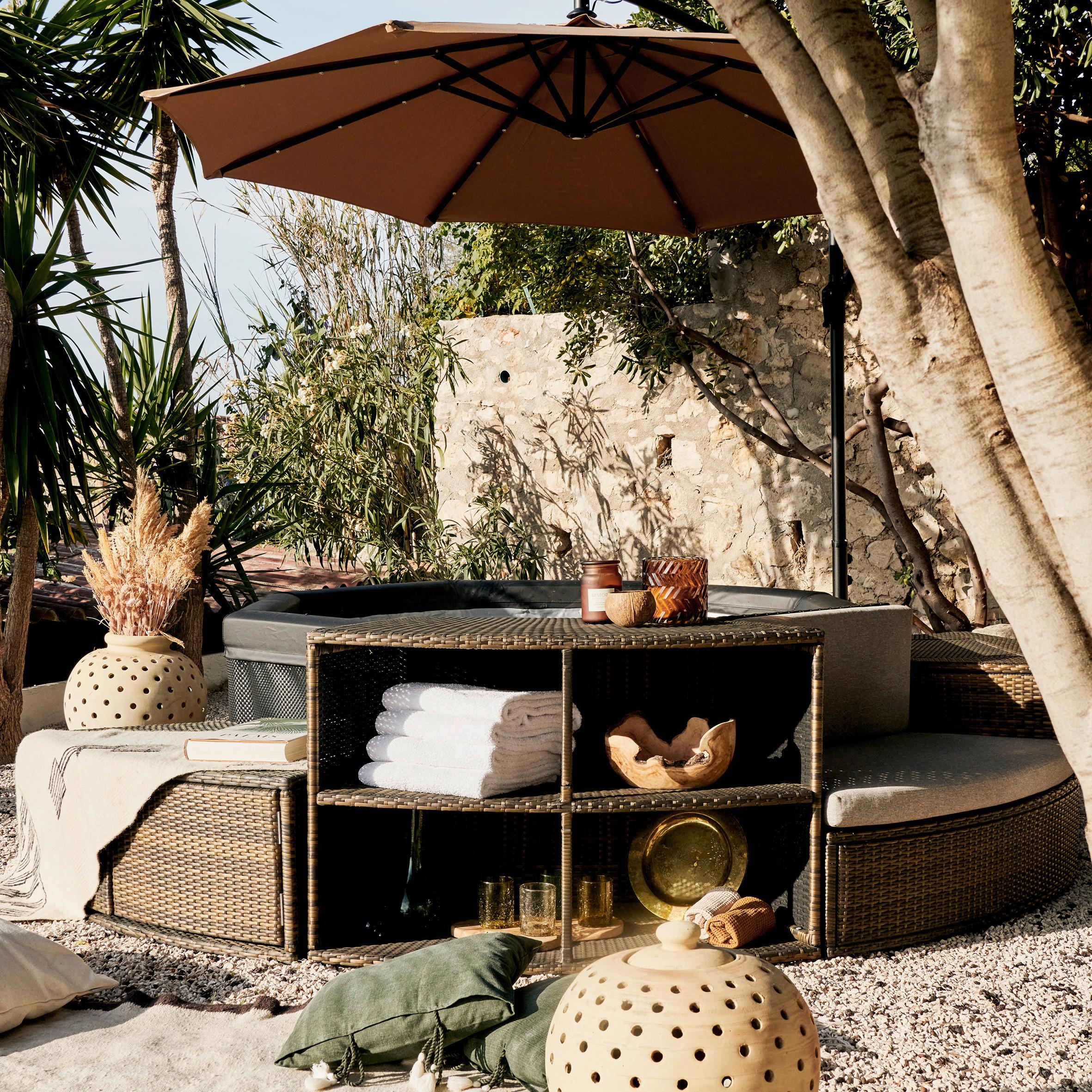 Whirlpool Netspa Octopus ca. 290 cm mit Umrandung+5 Möbel - Schwarz, Basics, Leder/Kunststoff (290/73cm) - Atrigo