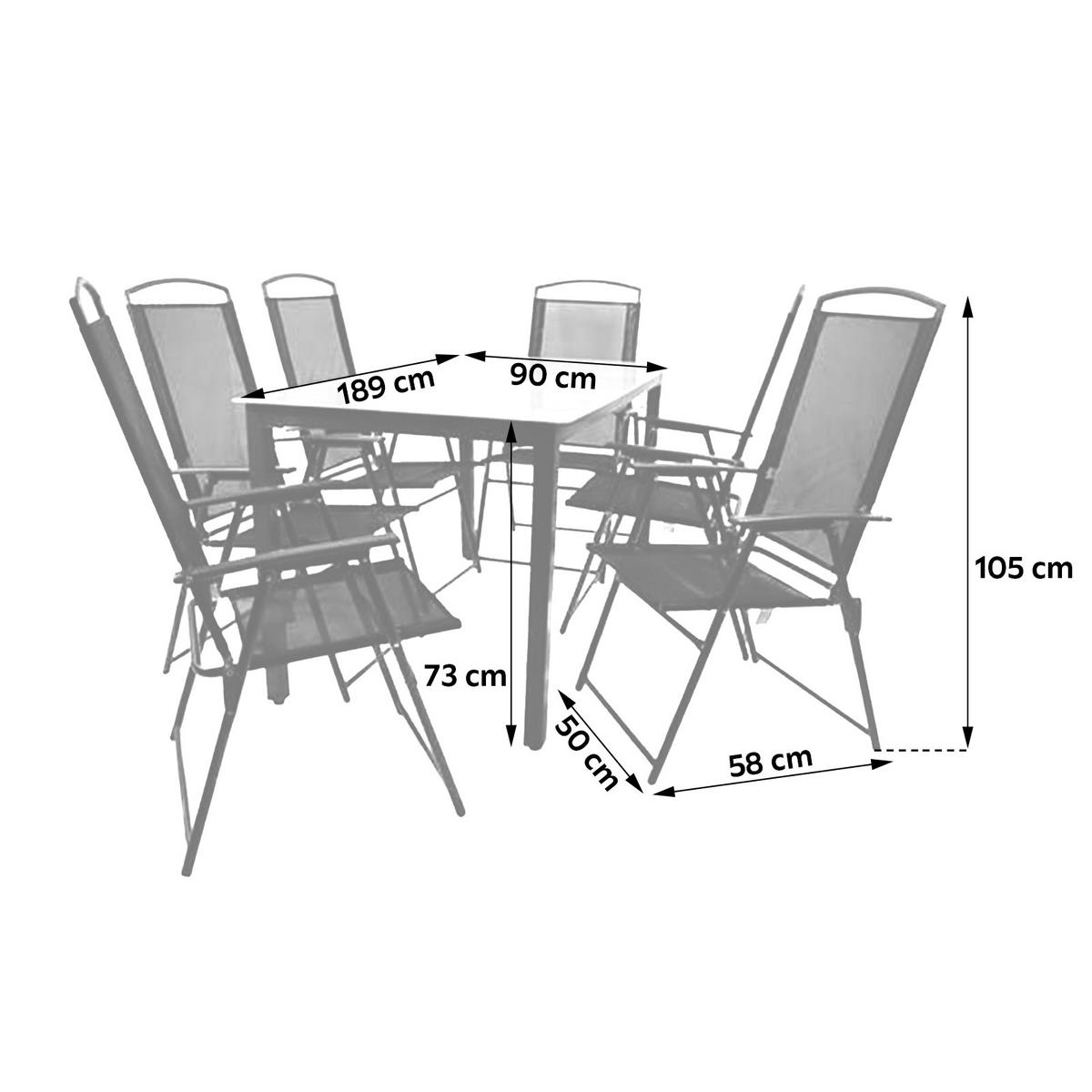 Gartentischgruppe Anthrazit 7-teilig - Anthrazit, Basics, Glas/Textil - Gardenson