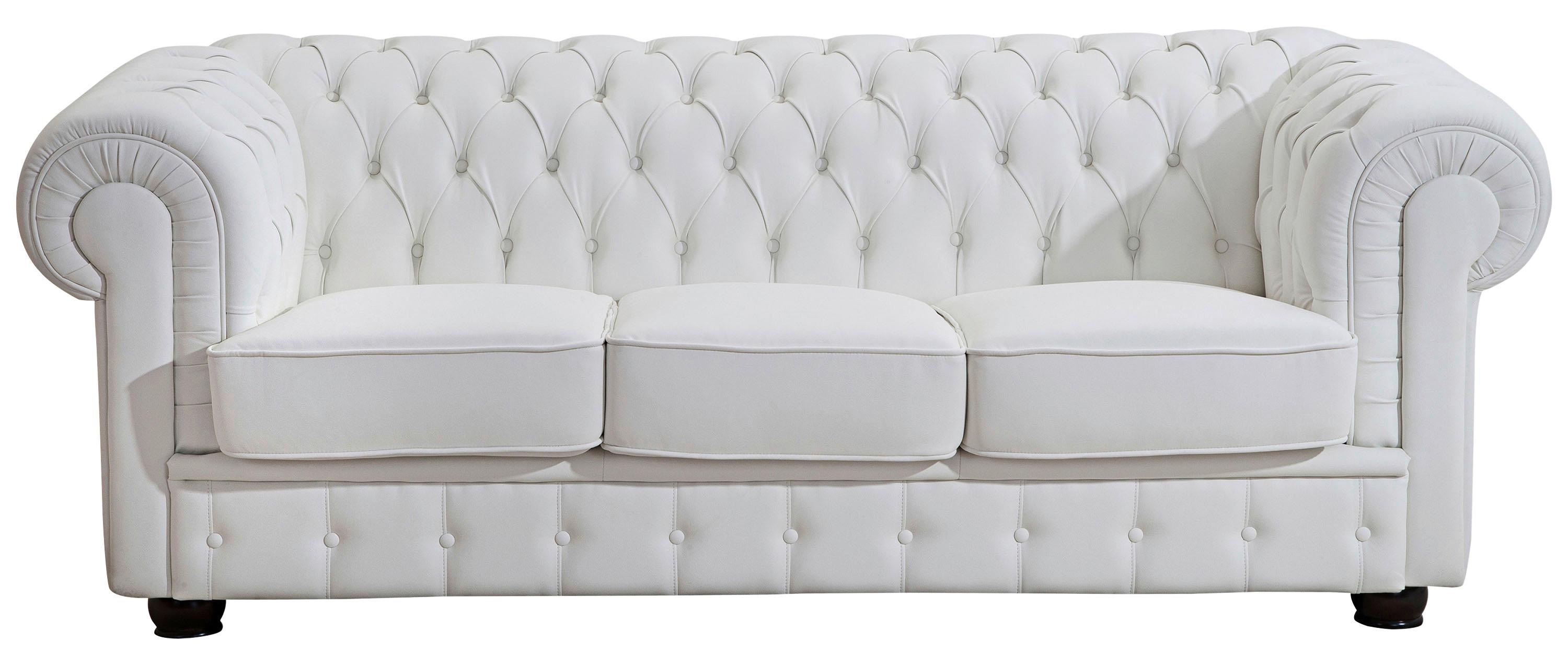 CHESTERFIELD-SOFA BRIDGEPORT - Nussbaumfarben/Weiß, Design, Leder/Holz (200/76/98cm) - Max Winzer
