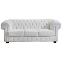 CHESTERFIELD-SOFA BRIDGEPORT - Nussbaumfarben/Weiß, Design, Leder/Holz (200/76/98cm) - Max Winzer