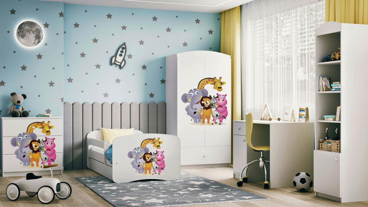 Otroška Postelja Babydreams, Bela, 80x160cm - bela/barve breze, Moderno, tekstil/leseni material (80/160cm) - MID.YOU