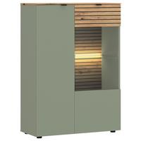 Vitrină NEXA - verde salvie/stejar Artisan, Basics, sticlă/material pe bază de lemn (80/116/40cm) - Modern Living