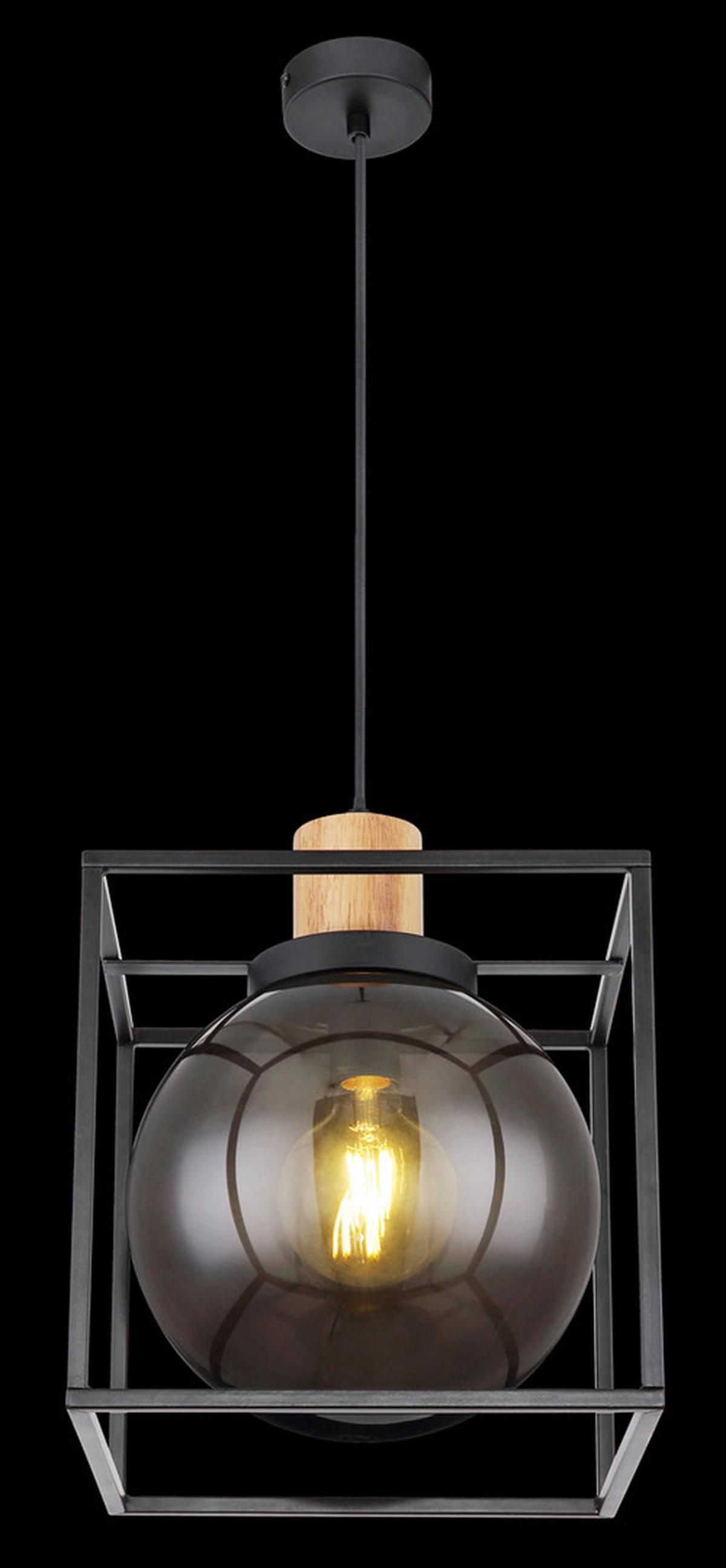 Viseča Svetilka Hilko, Črna - črna/naravne barve, Design, kovina/umetna masa (28/28/120cm) - Globo