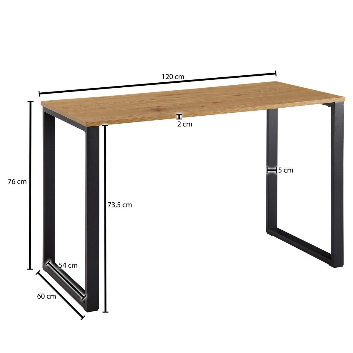 Pisalna Miza Wohnling - črna/rjava, Moderno, kovina/leseni material (120/60/76cm) - MID.YOU