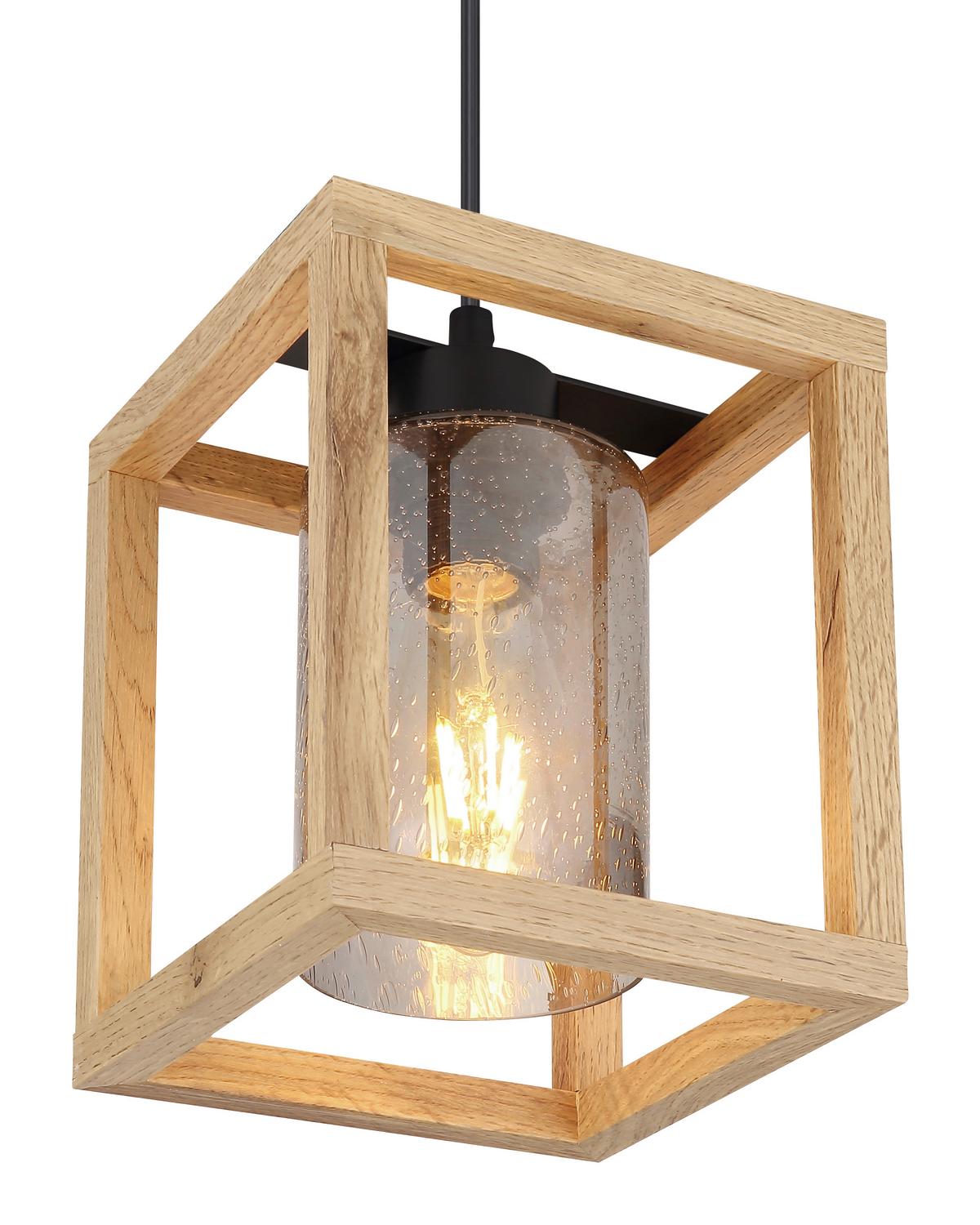 Hängeleuchte Pettey max. 40 Watt - Dunkelbraun/Schwarz, ROMANTIK / LANDHAUS, Glas/Holzwerkstoff (17/17/120cm)