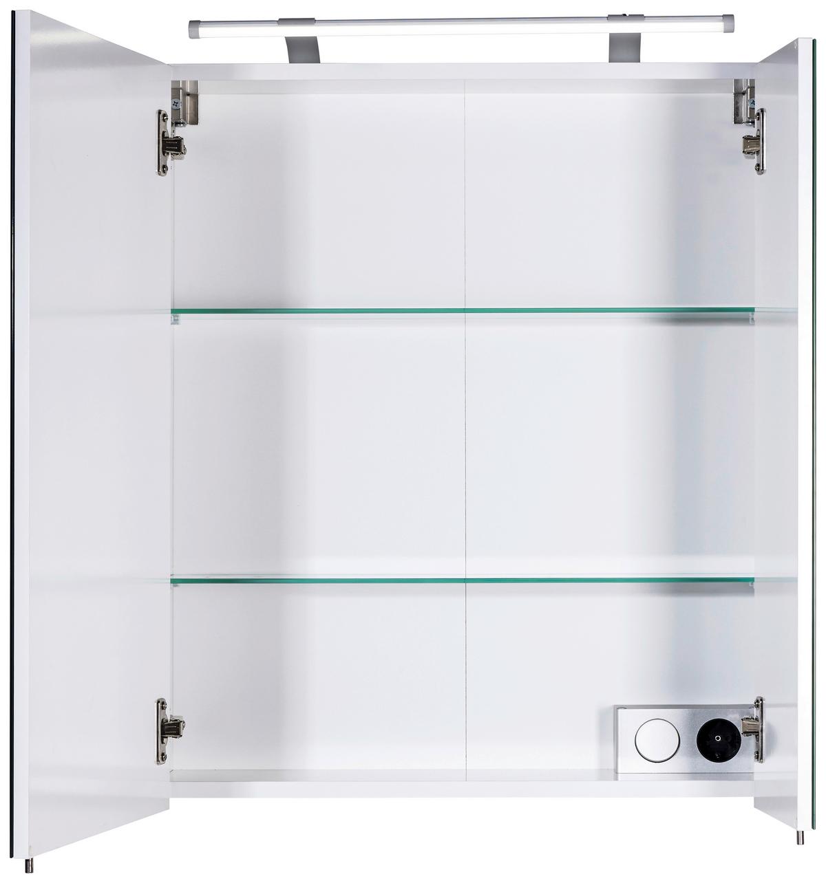 Spiegelschrank Dorina 600 mit LED Weiß - Silberfarben, MODERN, Glas/Holzwerkstoff (60/75,7/16cm) - MID.YOU