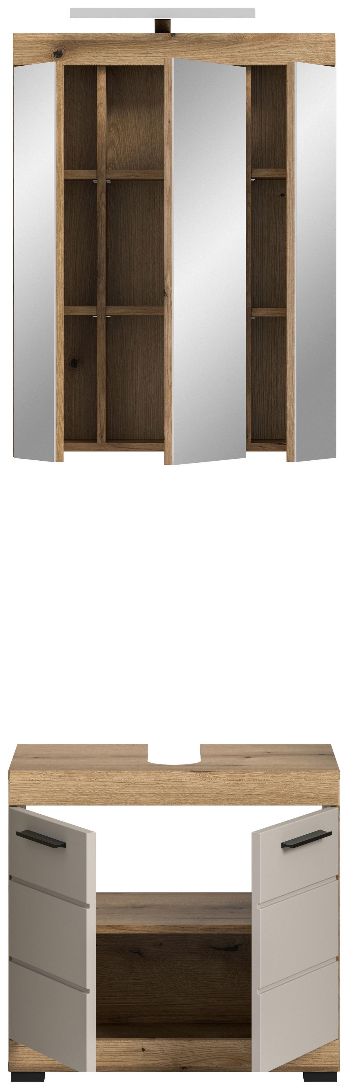 Badezimmer Scout 2-tlg. mit LED ca. 60 cm Kaschmir - Schwarz, MODERN, Glas/Holzwerkstoff (60cm) - MID.YOU