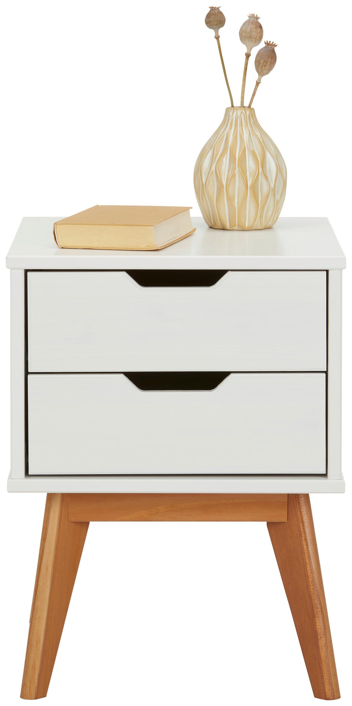 Nachtschrank Durham in Weiß/Kieferfarben - Weiß/Kieferfarben, Natur, Holz (40/52/40cm) - Mömax