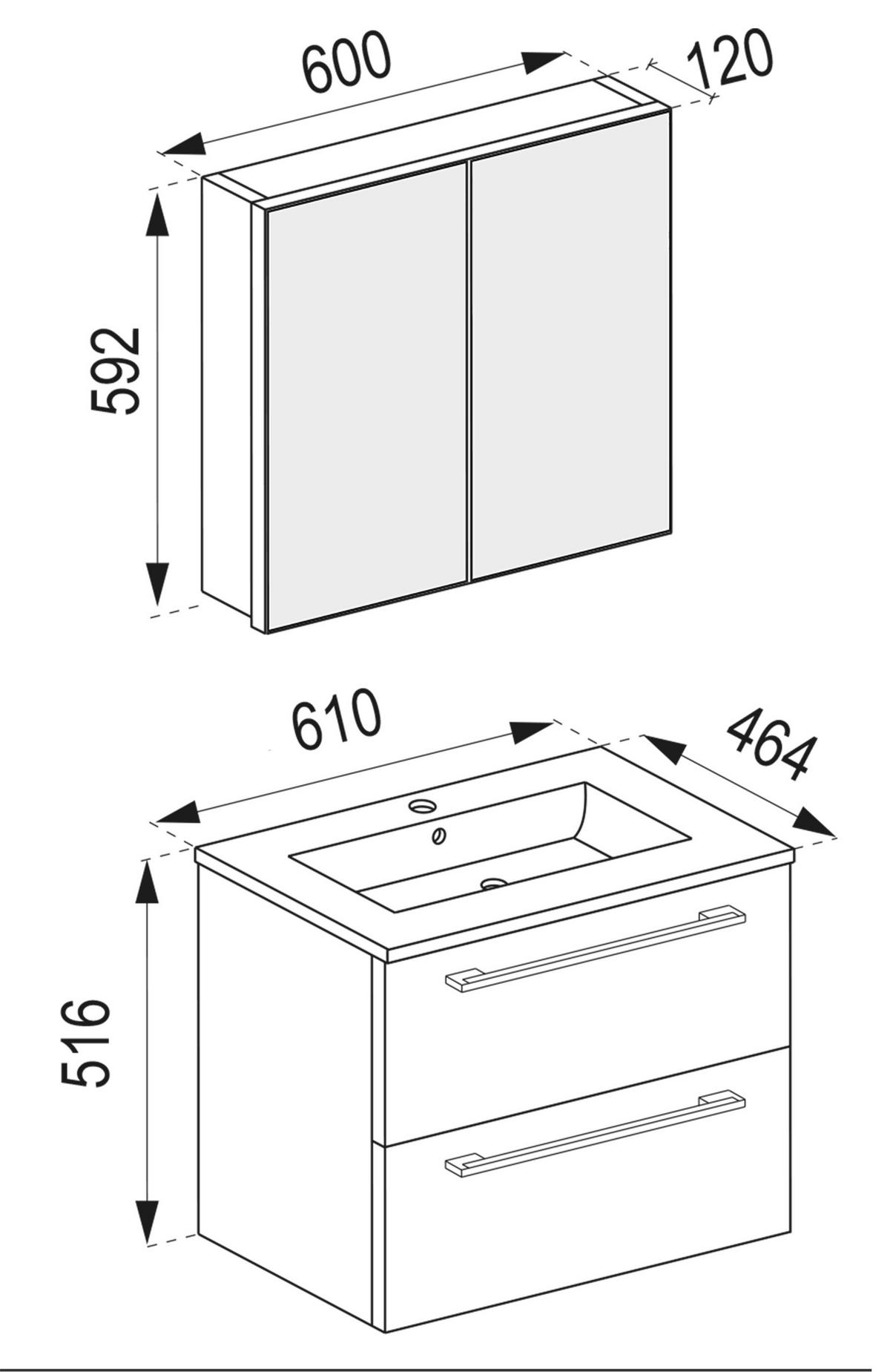 Kopalnica Badinos, Bela - bela/barve aluminija, Moderno, kovina/leseni material (60cm) - MID.YOU