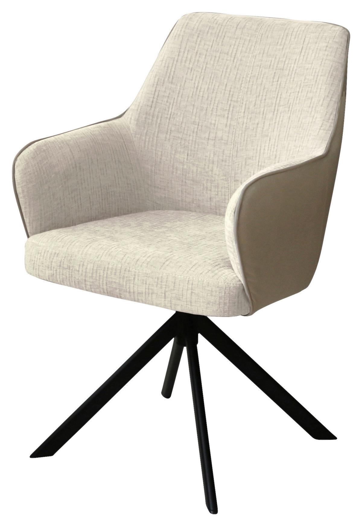 KRZESŁO Z PODŁOKIETNIKAMI BARI - beżowy/czarny, Design, metal/tkanina (58/87/64,5cm) - Novel