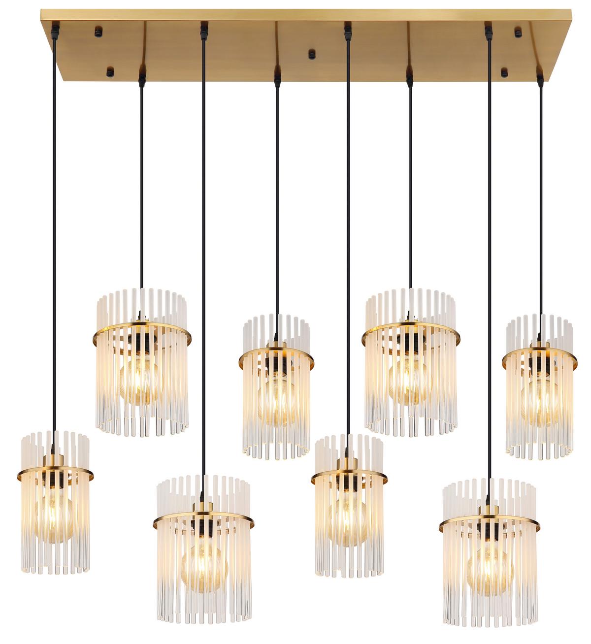 HÄNGELEUCHTE 15698-8HM GORLEY - Klar/Weiss, Trend, Glas/Kunststoff (110/38/125cm) - Globo