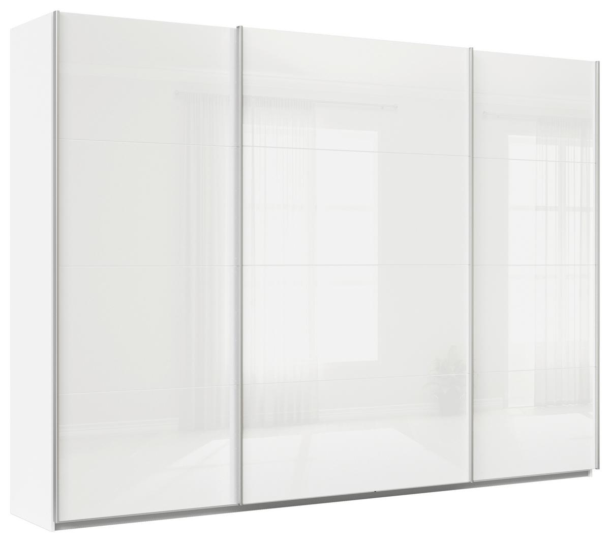 DULAP USI CULISANTE FELDKIRCH - alb/alb lucios intens, Modern, sticlă/material pe bază de lemn (315/229/62cm)